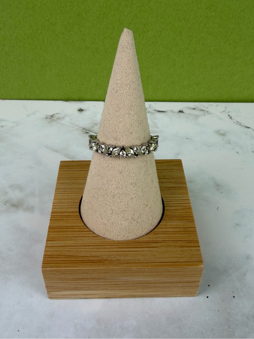 Bomb Party Silver-Tone Marquise & Round CZ Eternity Band Ring - Size 8.5